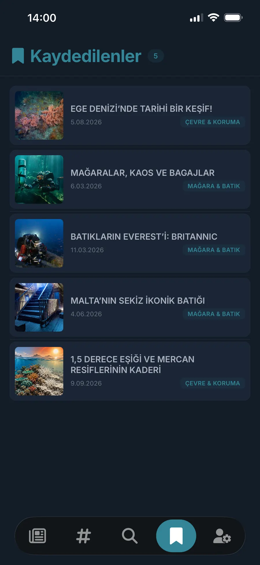 Saved articles in Dipnot